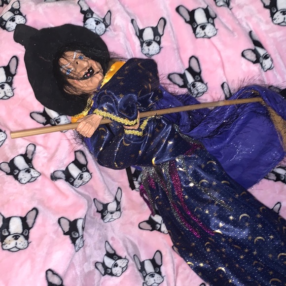 Kitchen Witch with Broom Hedge Halloween